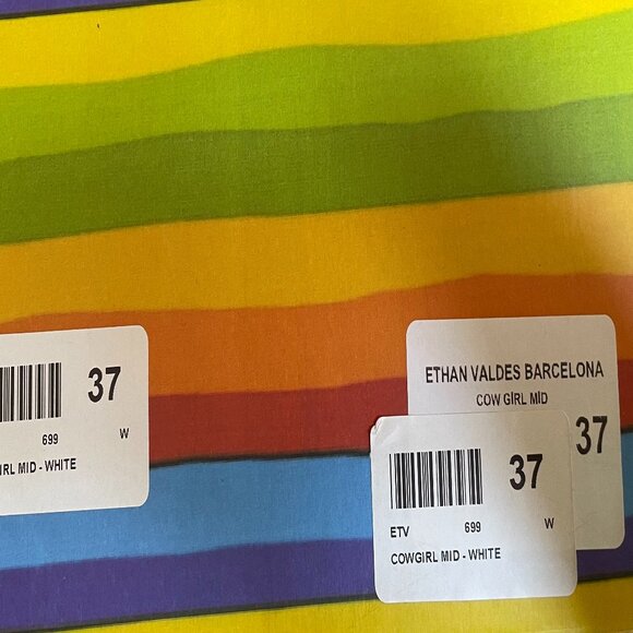 Ethan Valdes Cowgirl Calf-Length Boots White 37W - Picture 5 of 6